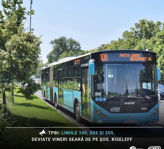 Liniile 100,203 şi 205, deviate vineri seara
